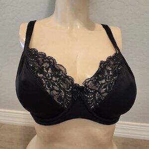 Le Mystere Bra 36DDD 36F Black Underwire Unlined